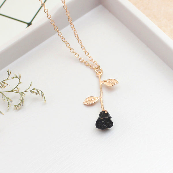 Black rose necklace Fashion necklace for women Cheap neclace (rose gold color)