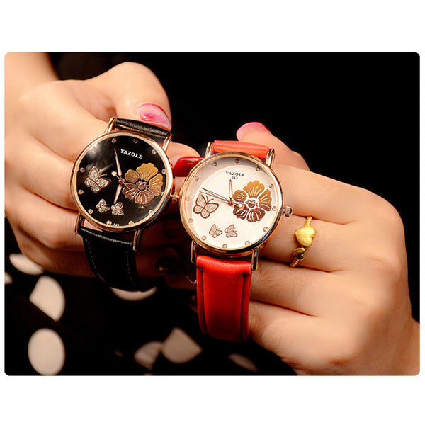 butterfly watches in black and red