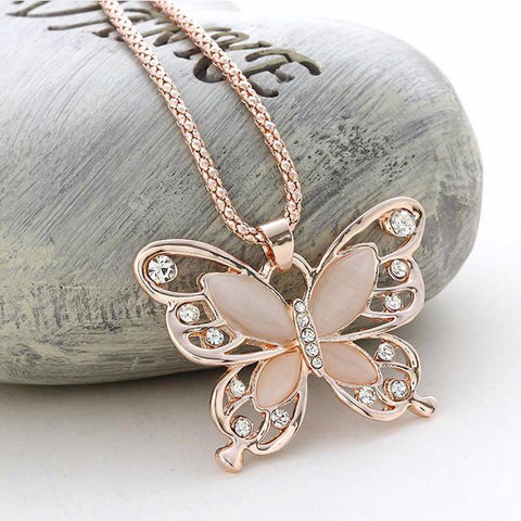 Big butterfly necklace Statement necklace for women (Close up view)