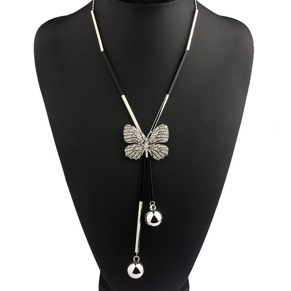 Butterfly necklace Black statement necklace for women Cheap neclace (silver color)
