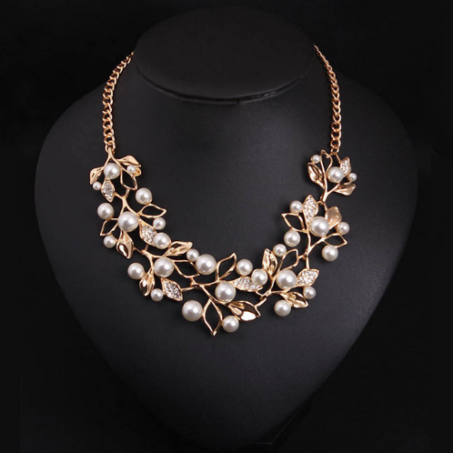 Flower necklace statement necklace for women Gold