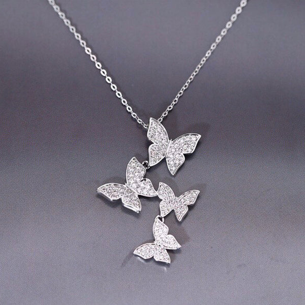 Garden Butterfly necklace Sterling silver necklace for women (main front view)