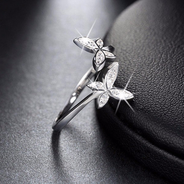 Handmade Sterling Silver 925 Butterfly Flower Ring - Solid Silver, Nickel-Free, Statement Ring