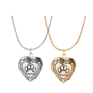 Paw print necklace Locket charm necklace for women (two colors)