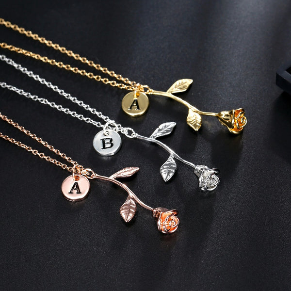 "Beauty and the Beast" Rose necklace for women Flower neclace Charm necklace 3 colors