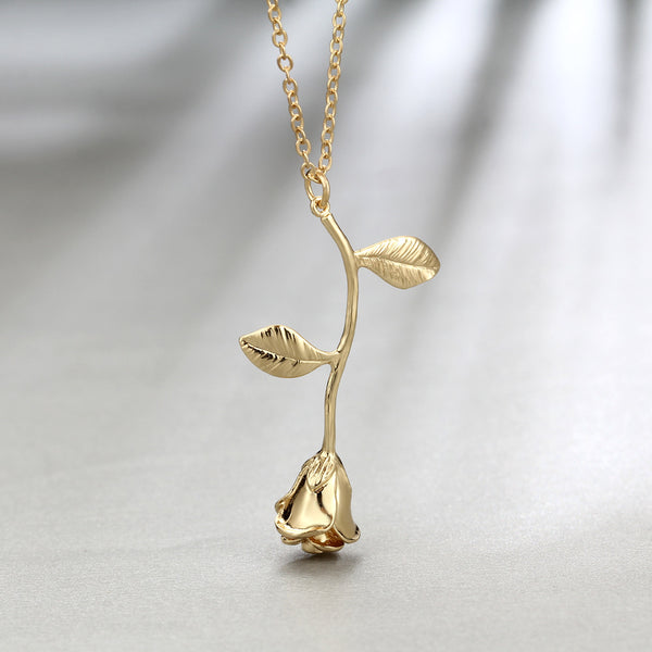 gold plated rose necklace