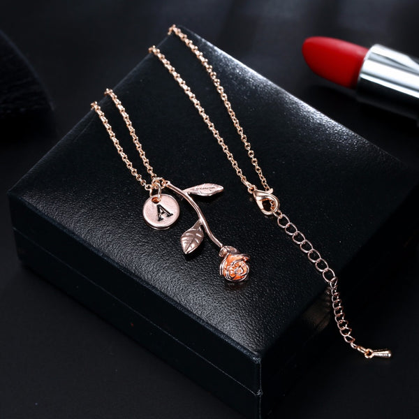 Singular view, "Beauty and the Beast" Rose necklace for women Flower neclace Charm necklace