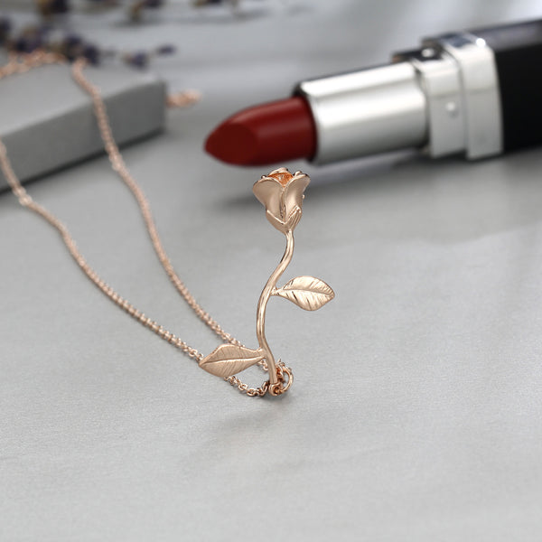 Rose necklace for women Flower neclace Charm necklace Rose gold plated