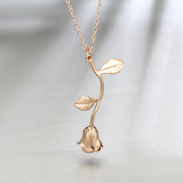 Rose gold plated rose necklace