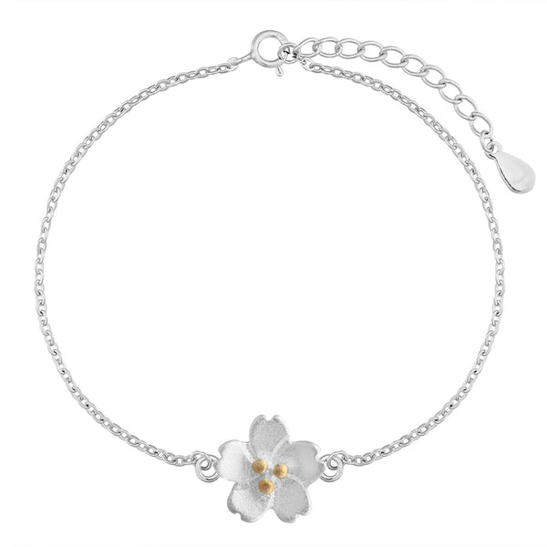 Sakura flower charm bracelet Sterling silver bracelets for women (main view)