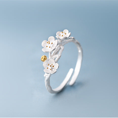 Sakura flower ring Sterling silver rings for women (Main view)
