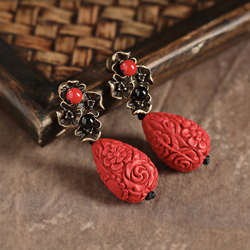Cinnabar Lacquer Earrings