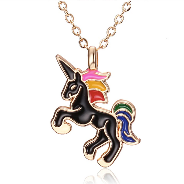 Black unicorn necklace