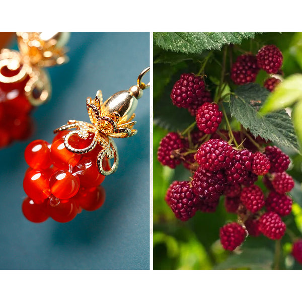 The earrings look like fresh raspberries of summer!