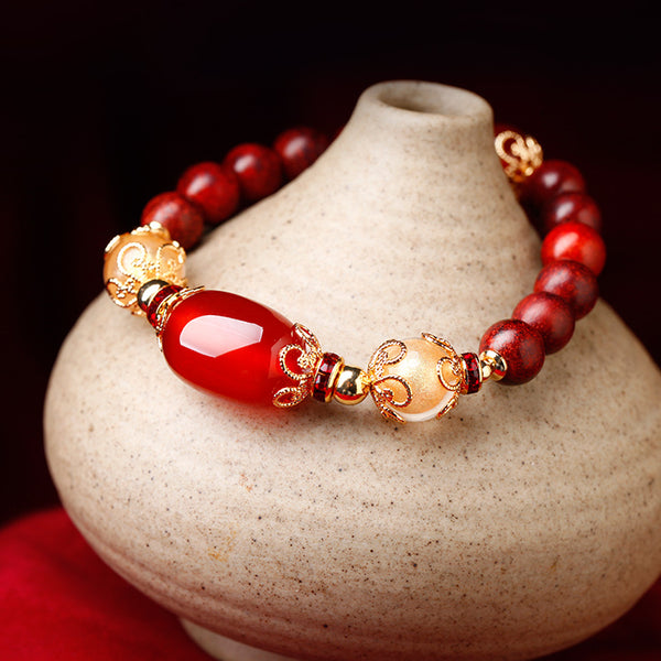 an elegant red bracelet