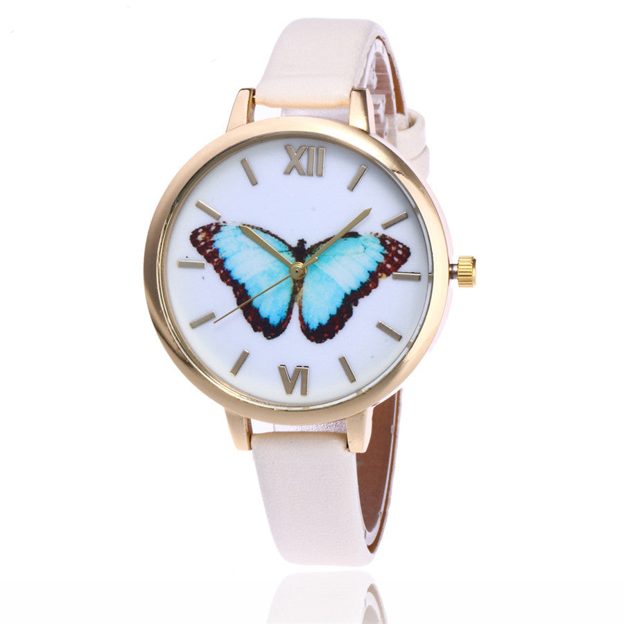 Blue Emperor -- Women's Butterfly Watches (white)