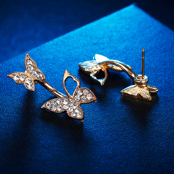 Butterfly earrings Stud earrings for women Cheap earring (back view)
