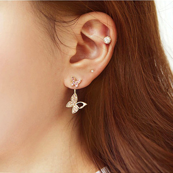 Butterfly earrings Stud earrings for women Cheap earring (model demonstration)