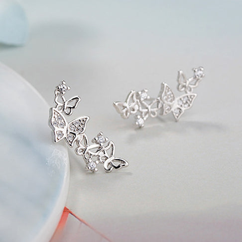 Butterfly earrings Stud earrings for women Stud earrings sterling silver Cheap ear ring (side view)