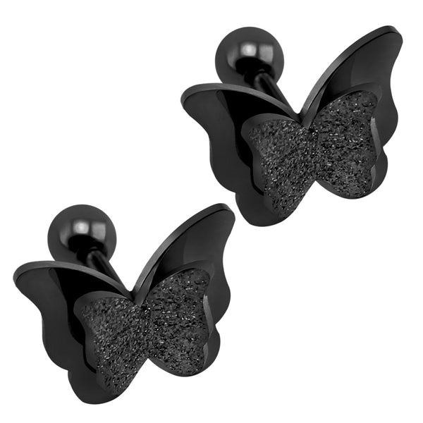 Butterfly earrings Stud earrings for women Cheap earring  (black)