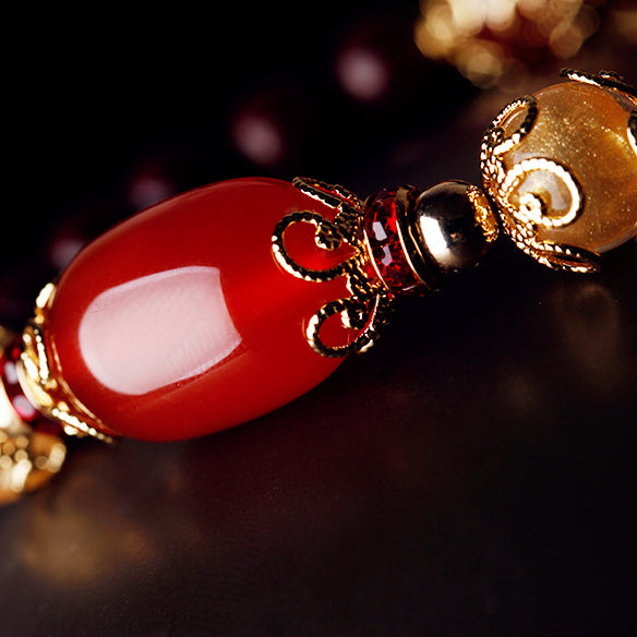 close up on the red agate bead