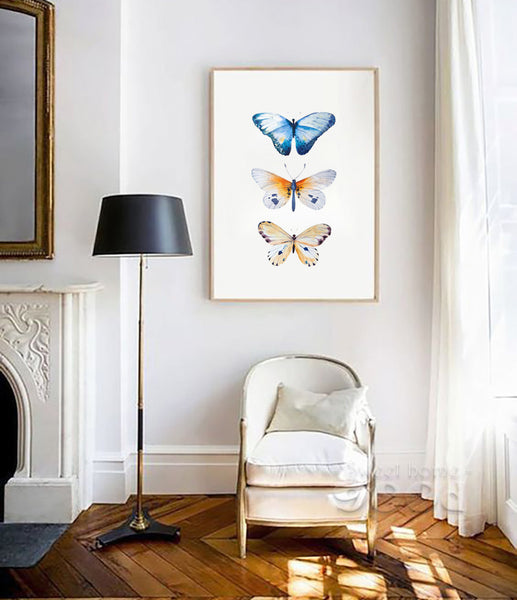 Watercolor Butterfly Canvas Art Print Painting Poster,  Wall Pictures for Home Decoration, Giclee Print Wall Decor S16016