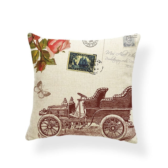 Dragonflies and Butterflies -- Vintage style floral cushion covers (classic car)