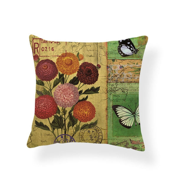 Dragonflies and Butterflies -- Vintage Style Cushion Covers