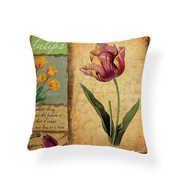 Dragonflies and Butterflies -- Vintage style floral cushion covers (tulip)