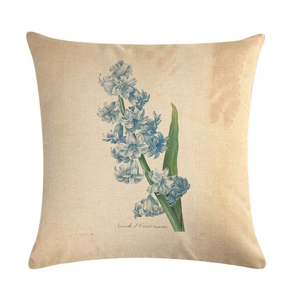 Vintage flowers Floral cushion covers Pillow case (blue)
