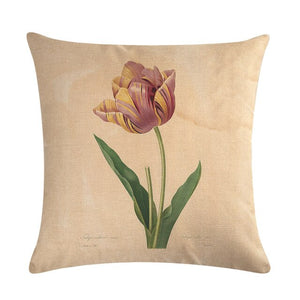 Vintage flowers Floral cushion covers Pillow case (pink tulips)