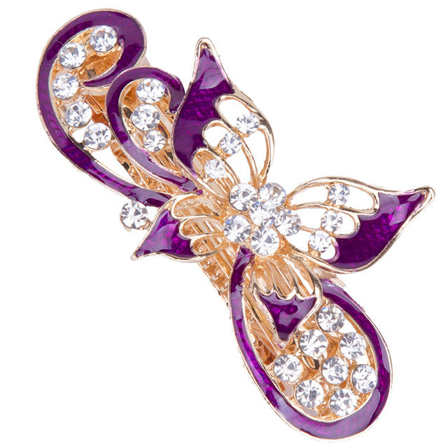 The wave butterfly hair clips hair barrettes (purple)