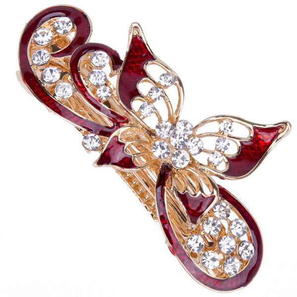 red butterfly hair barrette