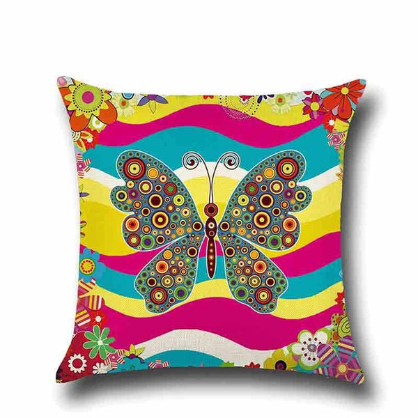 Blue Morpho Butterfly -- Floral Cushion Covers