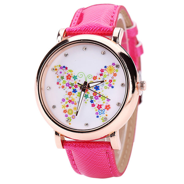 Color Carnival -- Butterfly watches Women watches (shocking pink)