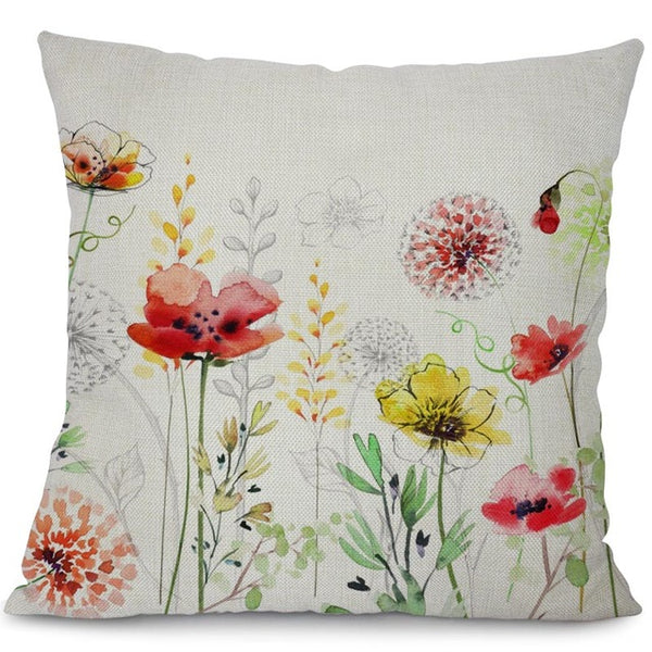 Garden dreams floral cushion covers Butterflies pillow case (red poppy flower)