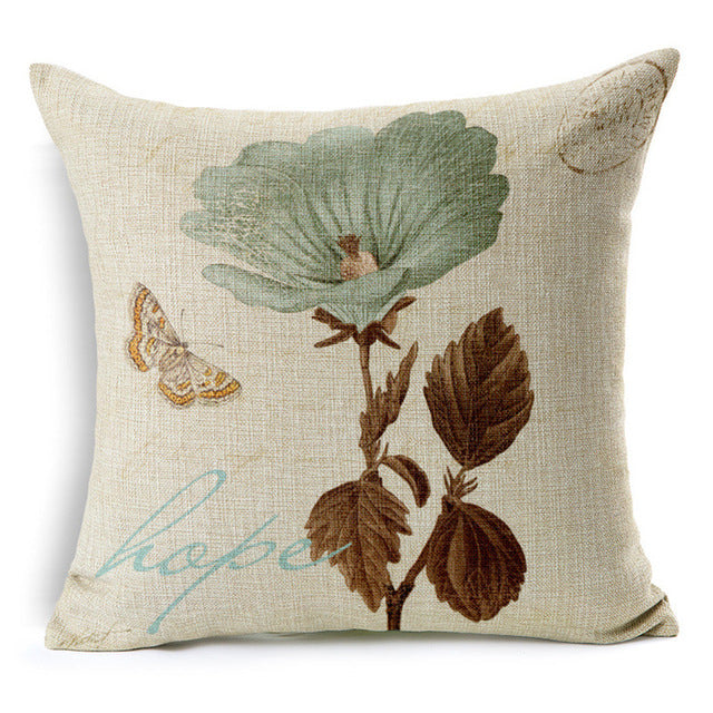 Vintage Flowers & Butterflies -- Floral Cushion Covers