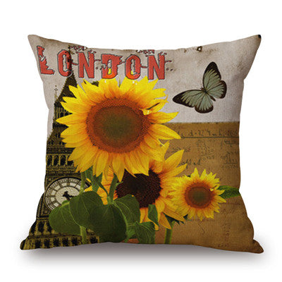 sunflower and butterflies on pillow case