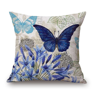 Blue butterfly floral cushion covers pillow case