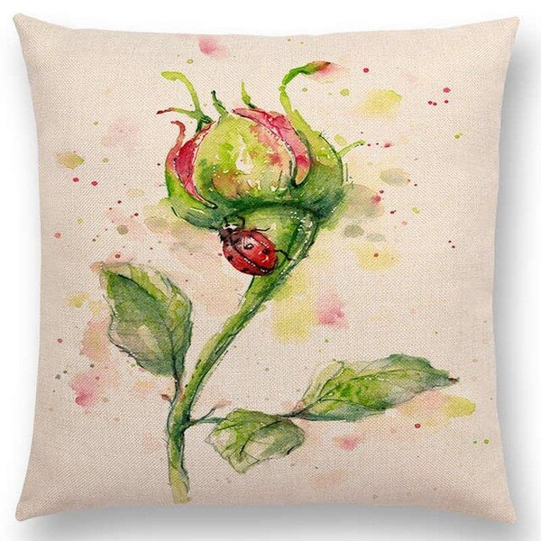 Watercolor Butterflies -- Floral cushion covers Pillow cases (ladybug))
