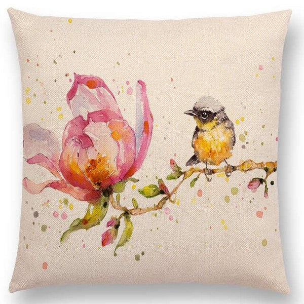 Watercolor Butterflies -- Floral cushion covers Pillow cases (bird & magnolia)