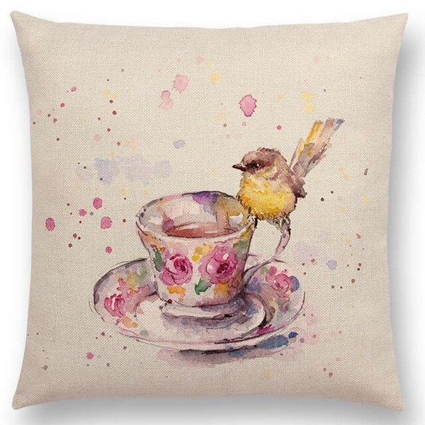 Watercolor Butterflies -- Floral cushion covers Pillow cases (bird and coffee)