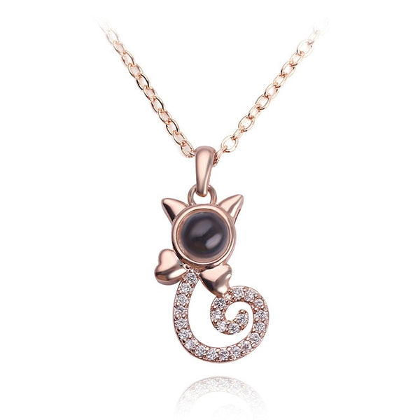 necklace pendant in cat shape (rose gold)