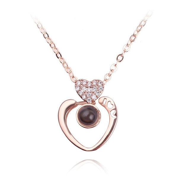 necklace pendant in rounded heart shape (rose gold)