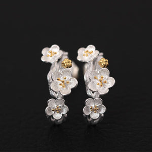 sakura flower earrings Sterling silver stud earrings for women Cheap ear rings (main view)