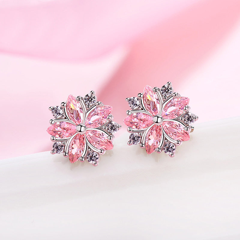 Sakura pink flower earrings Stud earrings for women Cheap ear rings (main view)