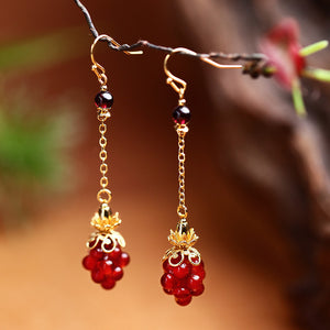 Asian dangle earrings with red agate 1